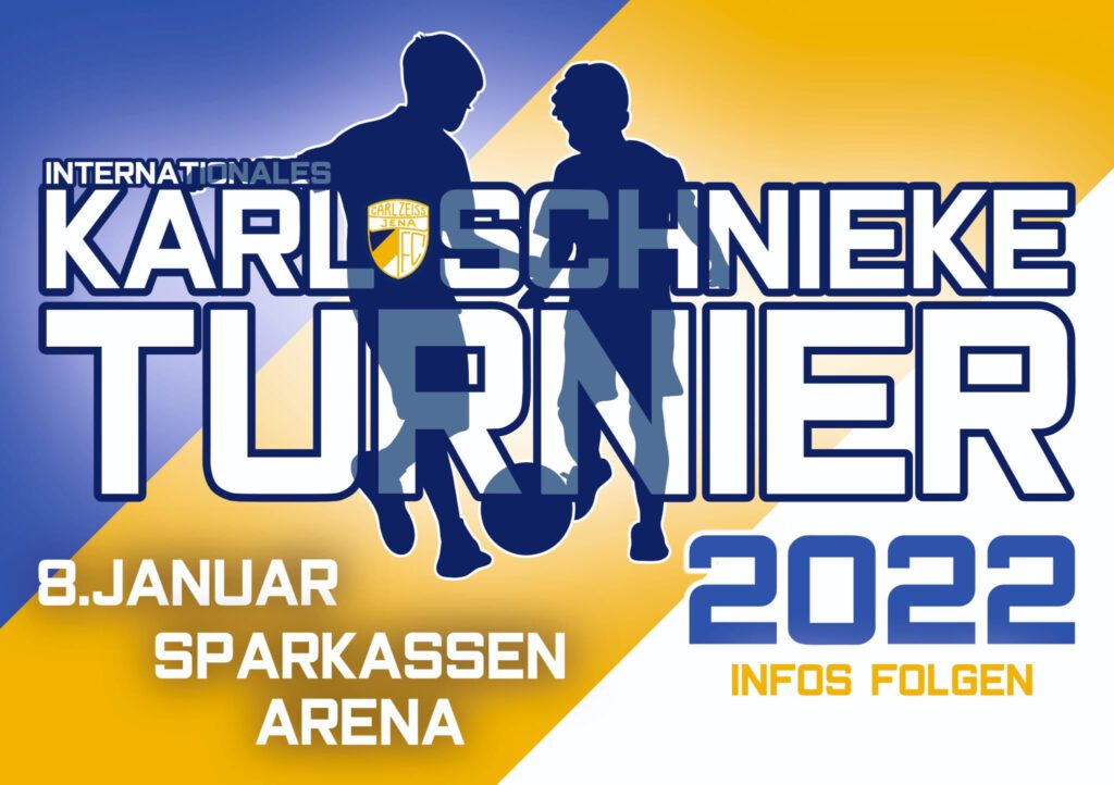 Flyer für das Internationale Karl Schnieke Turnier 2022 am 08. Januar in der Sparkassen Arena in Jena